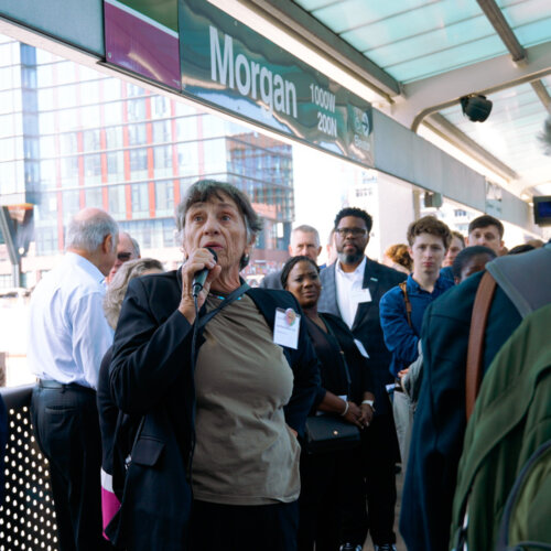 carol ross barney on train platform