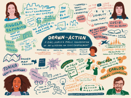 graphic illustration of panel discussion