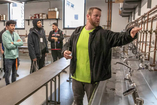 Students learn about plumbing