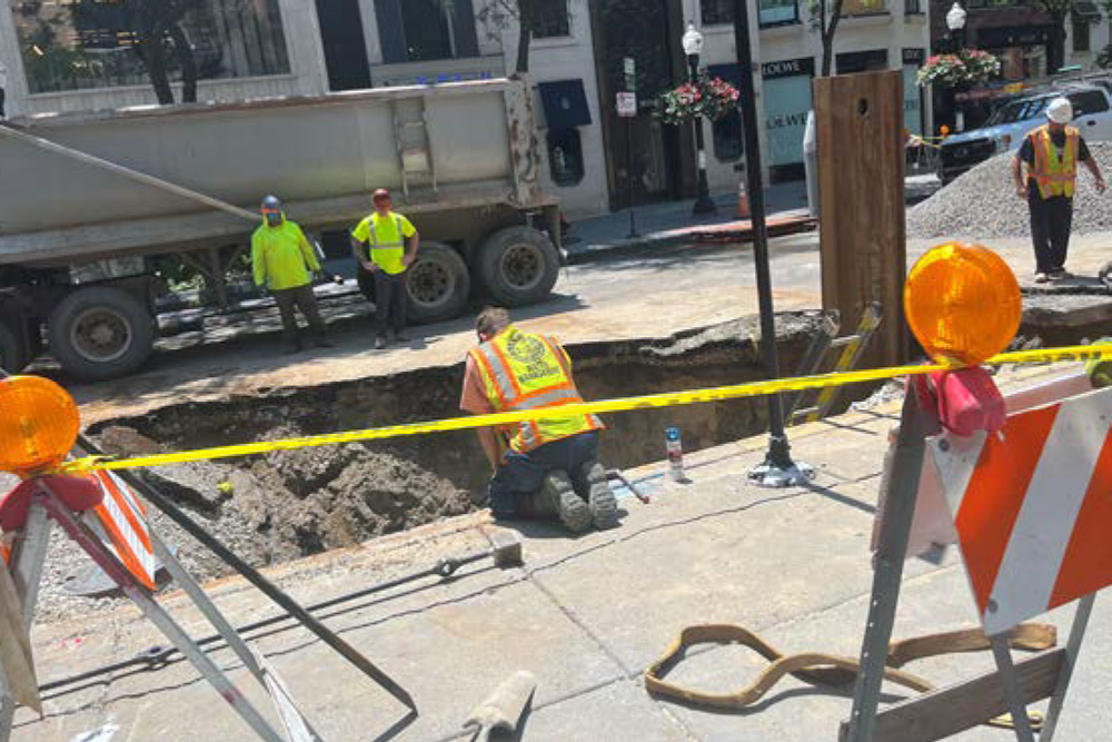 Worker views lead service line replacements