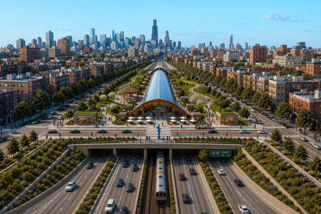 An AI-generated image of a highway cap